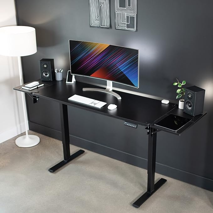 VIVO Clamp-on 24 x 12 inch (14 Including Clamps) Desk Extender Wrist Support Foldable Keyboard Tray Table Mount for Sit Stand Desks Black DESK-EXT24.