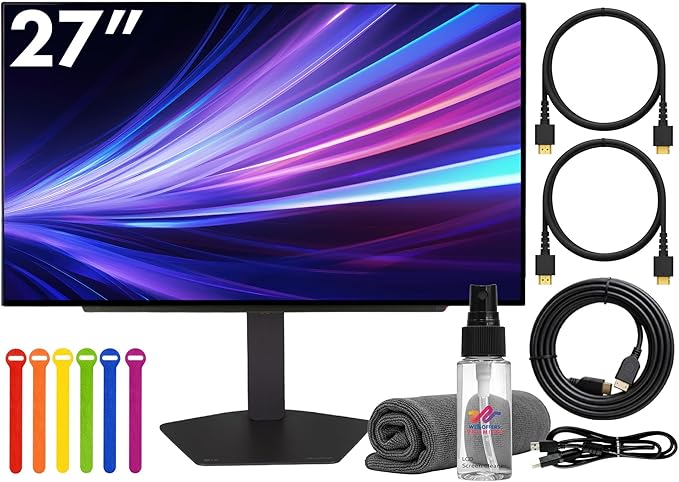 LG Ultragear OLED 27GX704A-B 27 QHD (2560×1440) Gaming Monitor | 240Hz OLED Display 0.03ms Response HDR NVIDIA G-SYNC Compatible FreeSync Premium HDMI &amp DisplayPort + Cable Ties + More