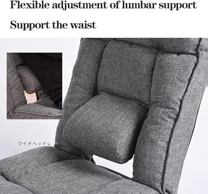 ELEFOCUS Folding Indoor Chaise Lounge Sofa Chair with Lumbar Support - Comfy Recliner Sleeper for Bedroom Gaming Working(Brown)