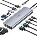 USB C Docking Station Dual Monitor 14-in-1 Triple Display Dual 4K HDMI &amp VGA 10Gbps Data Transfer 100W PD Gigabit Ethernet SD/microSD Card Reader Audio - USB-C Hub for Dell HP Lenovo MacBook