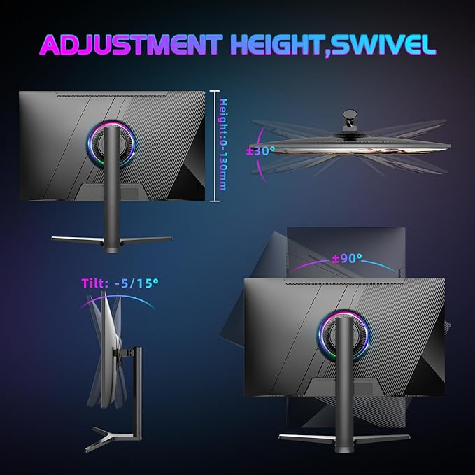 32 Inch Gaming Monitor QHD (2560 x 1440) 2K IPS Panel 165Hz 1ms GTG sRGB 100%Freesync HDR10 VESA MountableDisplayport HDMI Height/Tilt/Swivel/Pivot Adjustment PC Monitor for Gamers