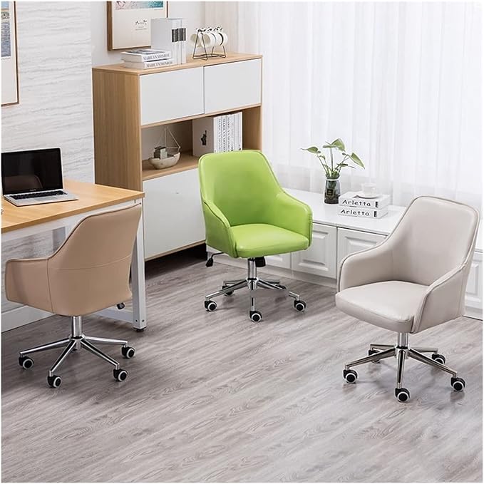 Adjustable Office Computer Chair with Armrest Leather Office Chair for Furniture Home Bedroom Study Computer Swivel Gaming(Orange)