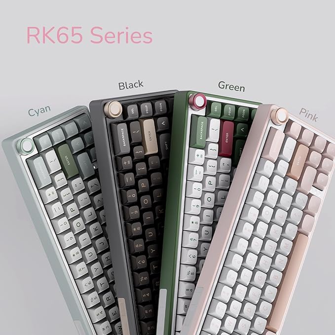 RK ROYAL KLUDGE R65 Wired Mechanical Keyboard with Volume Knob 60% Percent RGB Backlit Gasket Mount Gaming Keyboard with PBT Keycaps MDA Profile QMK/VIA 66 Keys Hot Swappable Cream Switch Pink
