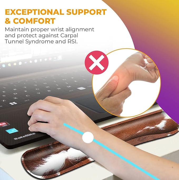 Keyboard Wrist Rest and Mouse Pad with Wrist Support Ergonomic Mousepad Coaster Easy Typing Pain Relief Keyboard Set Memory Foam Keyboard Wrist RestCowhide Farm Animal Skin Leopard Brown Cow