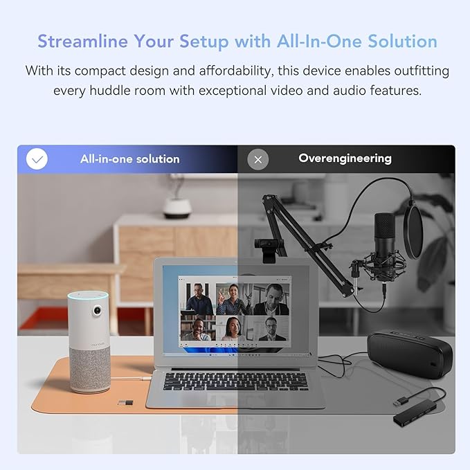 NUROUM C10(2nd Gen) 1080P Conference Webcam with Microphone Speaker Portable All in One Computer Camera for Video Conference AI Noise Cancellation &amp AGC USB Plug&ampPlay for PC/Desktop Zoom/Te