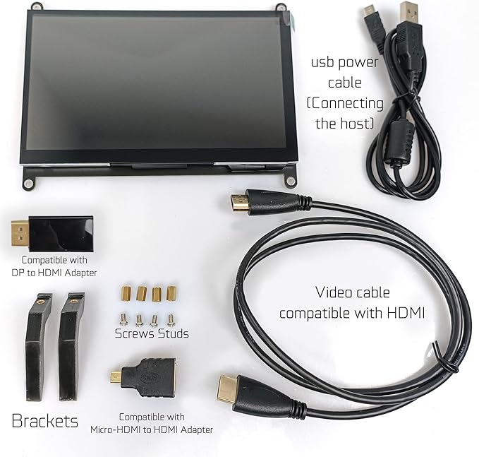 WOWNOVA 7 Computer Sensor Panel LCD Screen PC Temperature Monitor Display Secondary Screen PC Accessories for PC Case Compatible with Raspberry Pi and Windows 7/8/10/11 (Touch Screen)
