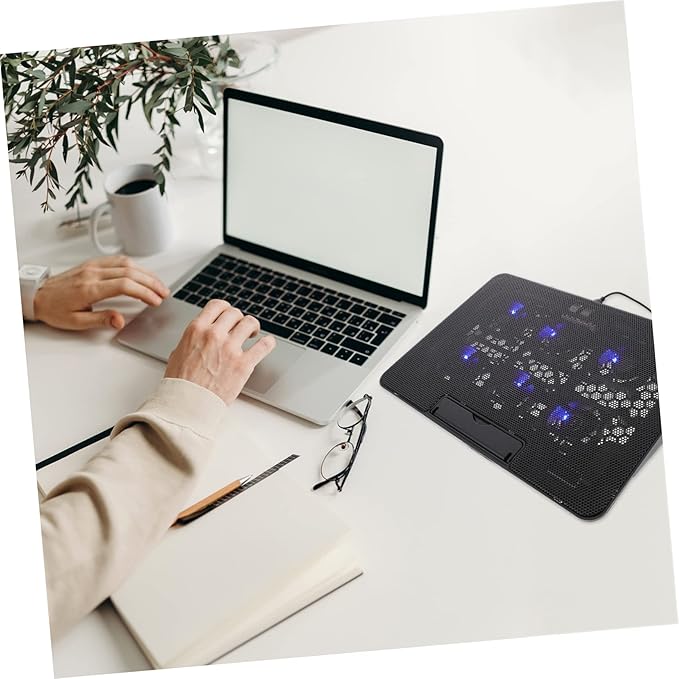 Tofficu Laptop Cooling Pad Adjustable Fans Ultra-Quiet Laptop Air Cooler Efficient Heat Dissipation and USB Port for Easy Connectivity
