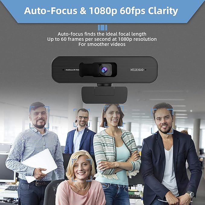NexiGo N940P 2K Zoomable Webcam with Remote and Software Controls Sony Sensor 1080P@60FPS 3X Zoom in Dual Stereo Microphone for Zoom/Skype/Teams/Webex (Black) (Renewed)