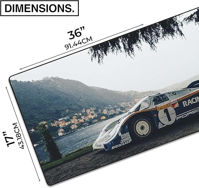 MPCO. Original Large Gaming Desk Mat – 36 x 17 Duraglyde Racing Series Porsche-956 Full Desk Mouse Pad for Smooth Precision – Non-Slip Washable Extra-Large PC Mouse Pad for Gaming Sessions