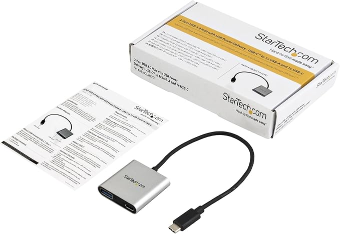 StarTech.com USB to USB C Adapter - with Power Delivery (USB PD) - Compact - USB C Converter - USB-A to USB-C Adapter - USB C Port Adapter (HB30C1A1CPD) Aluminum with Laptop Charging