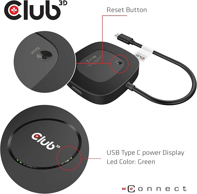 Club 3D CSV-1550 USB3.2 Gen2 Type-C(DP Alt-Mode) to DisplayPort Triple Monitor 4K60Hz M/F MST hub