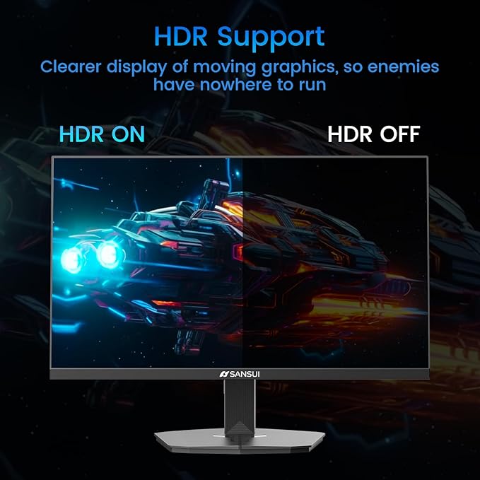 SANSUI 24 Inch Gaming Monitor 180Hz DP 1.4 &amp HDMI 2.0 Ports High Refresh Rate Computer Monitor Racing FPS RTS Modes 1ms Response Time 110% sRGB (ES-G24F4 HDMI Cable Included)