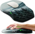Ergonomic Slope Mouse Pad Wrist Support Wrist Rest Mousepad for Carpal Tunnel Pain Relief with Massage Bulge and Slow Rebound Memory Foam (12x8 inch Foggy Forest)