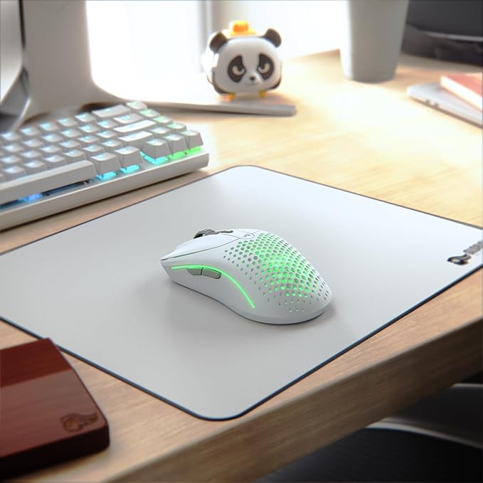 Glorious Gaming Model O 2 Wireless Gaming Mouse - Hybrid 2.4GHz &amp Bluetooth Wireless 68g Superlight Long Battery Life 26k BAMF 2.0 Sensor RGB Ambidextrous 6 Buttons PTFE Feet - White