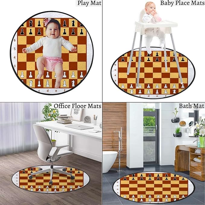 Poker Tournament Hardwood Floor Gaming Chair Mat Round Floor Mats for Office Chair Desk Chair Anti Slip Floor Protector for Rolling Chair Board Game Opening Position onBrown Black Diameter 35.5 in