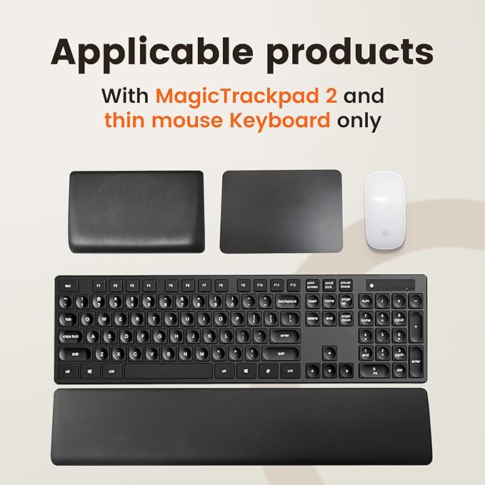HONKID Low Profile Wrist Rest (H 0.2-0.58in) for Slim Keyboards and Mouse Made of Cool Gel and Non-Slip Rubber Base Easy Typing and Relieve Wrist Pain Black