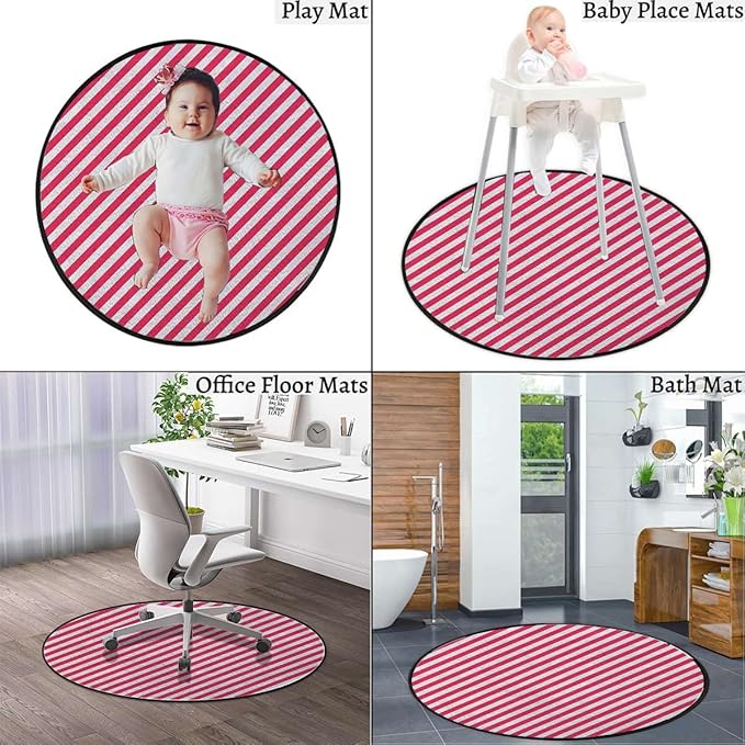 Harbour Stripe Gaming Chair Mat Office Chair Mat for Carpet and Hardwood Floor Round Rug Floor Protector for Rolling Chair Bicolor Stripes Medieval ContrastMulticolor Diameter 43.3 in