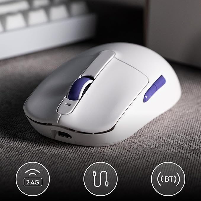 Akko Dash Max Wireless Gaming Mouse 8K Polling Rate with PAW3395 Sensor 26000 DPI 41g Ultra Lightweight Akko Custom Optical Switches BT/2.4G/Wired Symmetrical Computer Mouse White