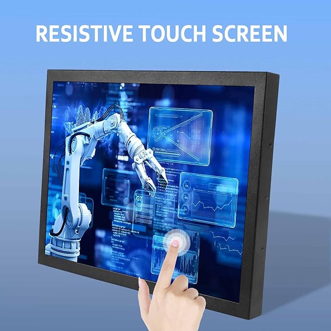 VSDISPLAY Portable Industrial Monitor with Dual Speaker15 Inch 1024x768 4:3 IPS LCD Touchscreen and VGA DVI Video InputMetal Shell with Bracket