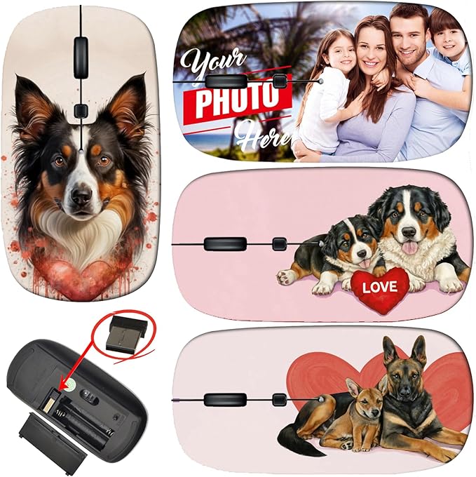 maizi Custom Wireless Mouse for Laptop Mac Computer Personal Laptop Wireless Mice for 10002720 Red Roses Over Dark b 2.4G Portable with USB Receiver Printed in USA