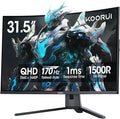 KOORUI 32 inch Curved Gaming Monitor QHD (2560 x 1440) 2K 170Hz 144Hz Monitor 1ms 1500R Display 90% DCI-P3 Adaptive Sync Tilt Adjustable VESA Compatible DisplayPort HDMI Black
