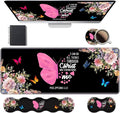 Ergonomic Keyboard Wrist Rest &amp Mouse Pad Wrist Rest Set 31.5x 11.8 Large XXL Gaming Desk Pad Memory Foam Non-Slip Desk Mat for Office &amp Home Floral Butterfly Quote Bible Verse Philippians