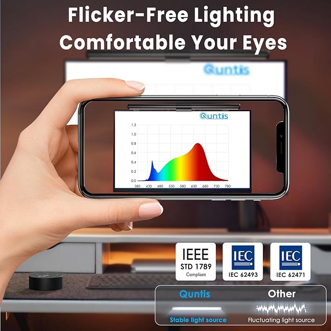 Quntis Computer Monitor Lamp Screen Monitor Light Bar for Eye Caring USB Reading LED Task Lamp with Auto-Dimming Dimmable Light Bar Touch Control No Glare Space Saving Home Office Desk Lamps