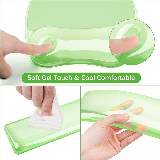 MOSISO Gel Wrist Rest Support for Mouse Pad&ampKeyboard Set Irregular Oval Ergonomic Mousepad Keyboard Pad Non-Slip Base Home/Office Pain Relief&ampCooling Gel Easy Typing Pad for Computer Laptop