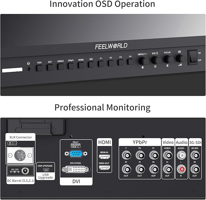 FEELWORLD 17.3 Inch 1920x1080 Resolution 4K HDMI 3G-SDI Input and Output Broadcast Production MonitorDesktop Director‘s Monitor with YPbPr Video