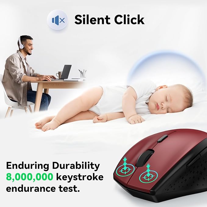 TECKNET Pro Wireless Trackball Mouse Bluetooth Mouse with Ergonomic Thumb Control USB-C Rechargeable RGB Light Mice with Adjustable DPI 3-Device Connectivity (BT or 2.4G)for PC/Mac/Laptop - Red