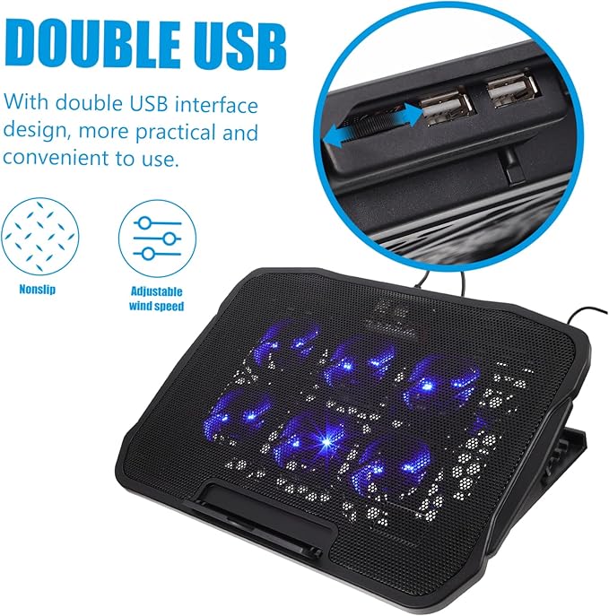 NUOBESTY Laptop Cooling Stand Riser for Laptop Double USB Interface Slip Bottom Heat Dissipation Rack