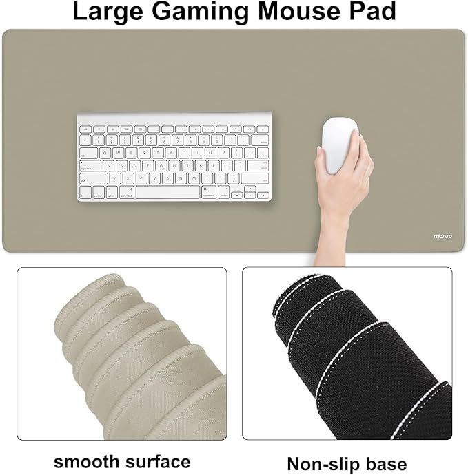 MOSISO Keyboard Mouse Pad Set Large Gaming Mouse Pad&ampRectangular Keyboard Wrist Rest&ampMousepad with Wrist Rest&ampCoaster Ergonomic Non-Slip&ampEasy Typing Pad with Curved Silicone Lining