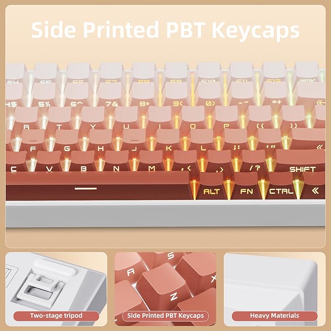 ZORNHER ZH100 Wireless Mechanical Keyboard98% Pink Creamy Keyboard with Number PadFull Size Rose Gold Gaming KeyboardLighted Up PBT Dipped KeycapsCreamy Sounding Linear Switches