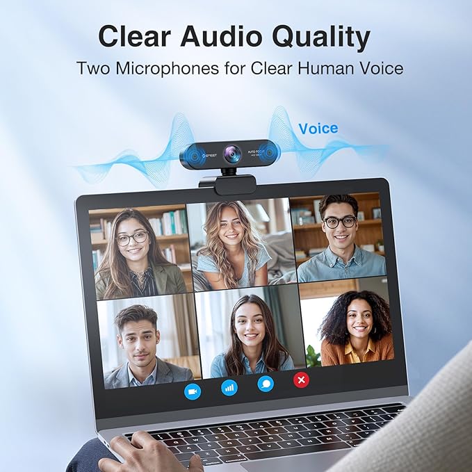 1080P Webcam with Microphone eMeet Nova AutoFocus HD Webcam 96°View Web Camera w/ 2 De-Noise Mics for Laptop/Desktop Plug &amp Play USB Streaming Computer Camera for Conference/Calling/Teaching/Ga