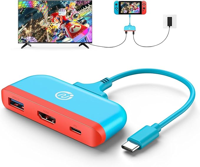 NEWDERY Switch Dock Switch Portable Docking Station with 4K HDMI 100W PD Port USB-C to USB-A Converter 5Gbps Compatible with Switch OLED/Steam Deck/Samsung DeX