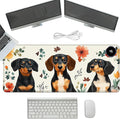 Heated Mouse Pad with 3 Temperature Settings(104°F–122°F)Large 31.5x13 Inch PU Leather Heated Desk MatWaterproof Warming Pad for OfficeGaming &amp Cold Hands ReliefDogs and Flowers