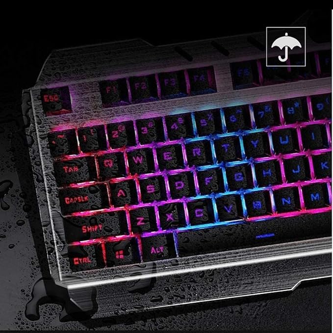 Gaming Keyboard and Mouse Combo Large Mouse Pad Mechanical Feel RGB Backlit 3200 DPI Mouse for WindowsComputerPCNotebookLaptop (Color : Black)