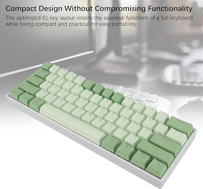 ASHATA 60% Mechanical Keyboard Wired Gaming Keyboard with Red Switch Compact Mechanical Keyboard 61 Keys RGB Hot Swappable USB Wired for Gaming Laptop PC