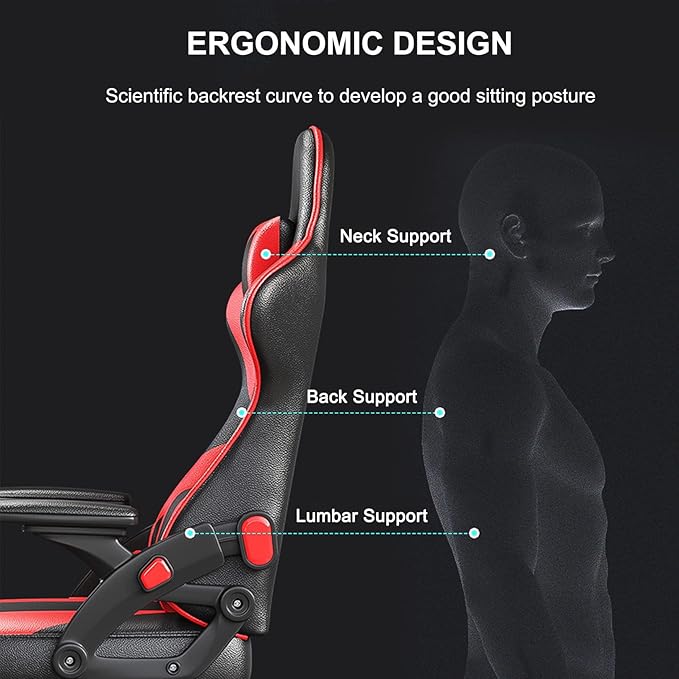 Recliner Computer Desk Chair Gaming Chair High Back Gaming Chair for Adults Ergonomic Racing Gaming Chair with Lumbar Support 150Kg Weight Capacity Swivel Chair