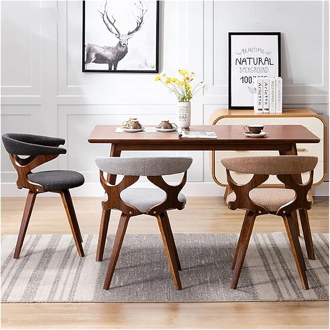 Adjustable Office Computer Chair with Armrest Solid Wood Dining Chair Computer Study Cffice Chair Restaurant Dining Chair(Walnut Grey)