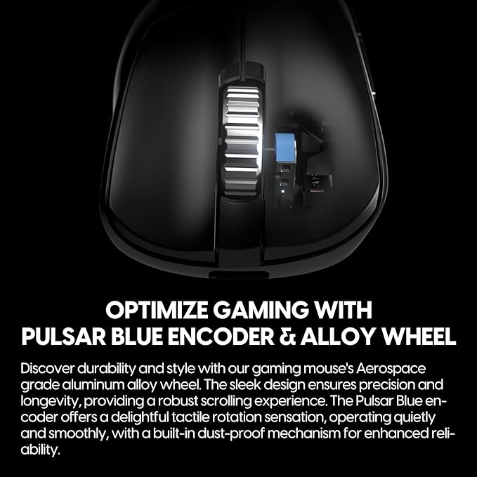 Pulsar Gaming Gears - Xlite V3 ES Wireless Gaming Mouse Ergonomic Optical Switch OLED Display Driverless PAW3395 Sensor 100H Battery 4K dongle Included (Medium Black) (Renewed)