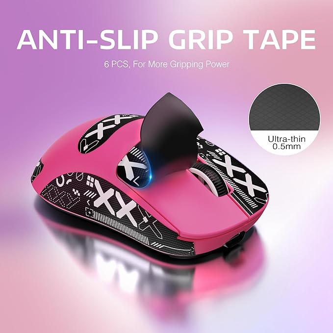MANBASNAKE × ATTACK SHARK X3 Wireless Gaming Mouse 49g Lightweight Triple Mode Ergonomic Computer Mouse PAW3395 26K DPI Sensor200h Battery Life Griptape Programmable Buttons for PC/Mac/Win (Berry)