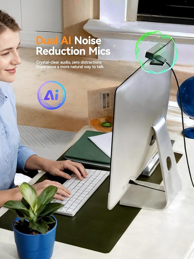 Spedal 4K Webcam with Tripod Wide Angle 120° USB Webcam Sony 1/2.8 Sensor Dual Microphones Remote Control Auto Focus for Video Conferencing Online Meetings Streaming Zoom &amp Teams