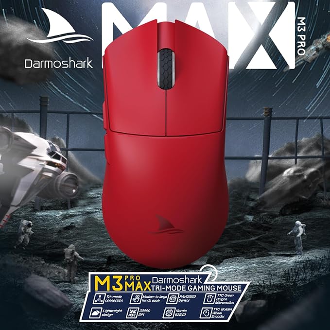 Darmoshark M3PROMAX Wireless Gaming MouseTri-Mode 2.4G/USB-C/Bluetooth Mouse Up to 30000DPIPAW3950 Optical Sensor Lightweight 54g7 programmable ButtonComputer Mouse for LaptopPCLinuxMac