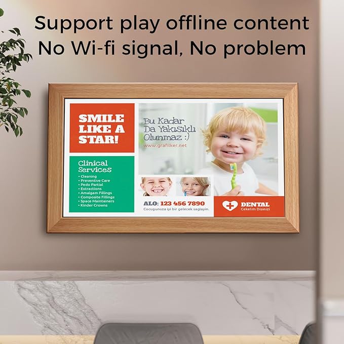 Sungale 21.5 Commercial Digital Signage Desktop and Wall-Hanging Auto Rotate in Landscape and Portrait Mode HD IPS LCD Screen Remote Content Management Anytime Anywhere