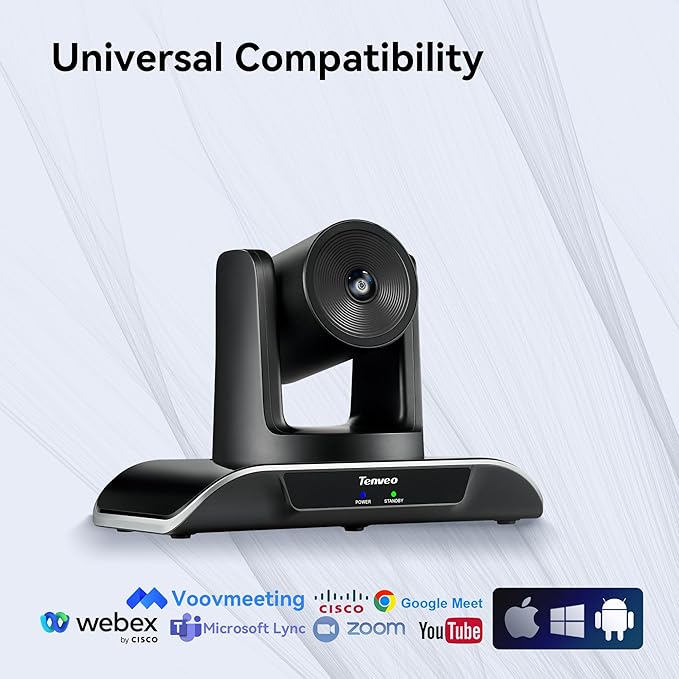 Tenveo 3X Optical Zoom PTZ Conference Room Camera USB3.0/HDMI FHD 1080P 60FPS for Video Conferencing Business Meeting Live Streaming Church Services Worship Events Education Zoom Teams OBS