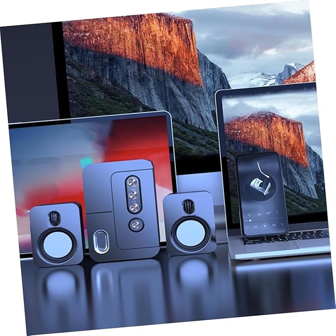 USB Laptop Computer Desktop Speaker 3D Surround Sound with Deep Bass Black Wired Multimedia Loudspeaker for Office and Home Use