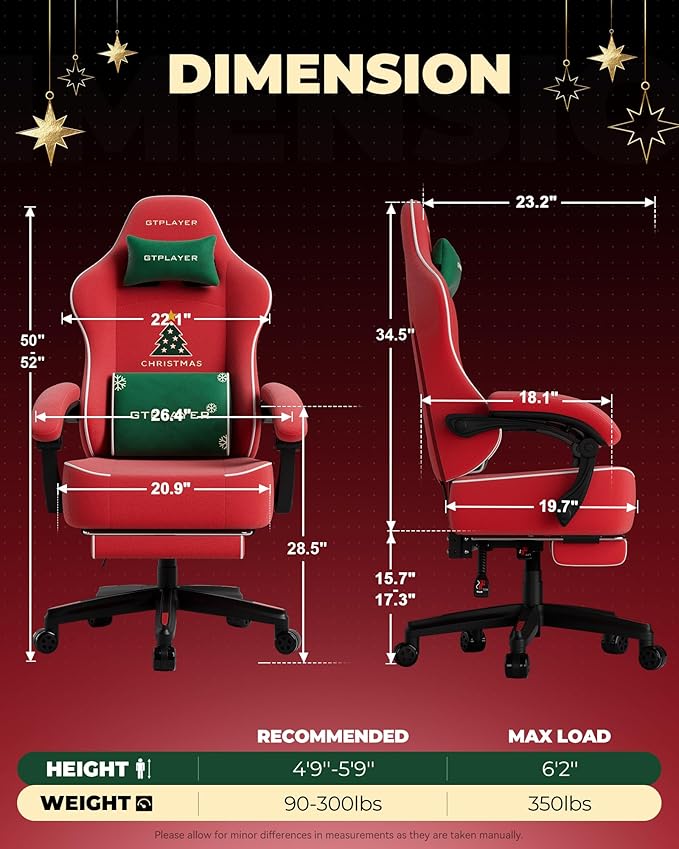 GTPLAYER Gaming Chair for Adults Ergonomic Video Game Chairs Footrest &amp Linkage Armrest Reclining High Back Silla Gamer with Wider Seat for Home Office Ace Pro Christmas(Velvet)