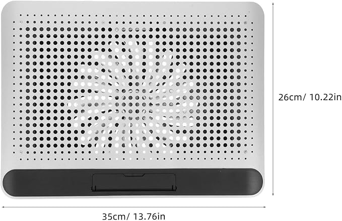 DOITOOL Quiet Aluminum Alloy Laptop Cooler Stand with Angled Dual USB Ports Rotary Fan Speed Control Non-slip Base Mute Cooling Pad for Notebook Computer Use at Home and Office Silver