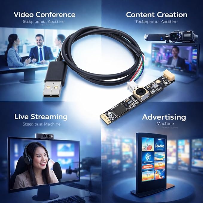 Autofocus Camera Module USB2.0 Webcam Board 8MP IMX179 Sensor HD 3264x2448 Resolution - Plug and Play Wide 115 Degree View Ideal for Computer Video Systems